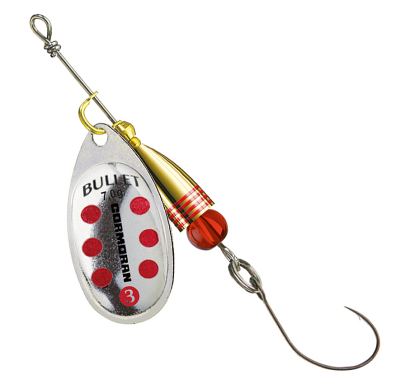 Spinner Cormoran Bullet Single Hook - silberne / rote punkte